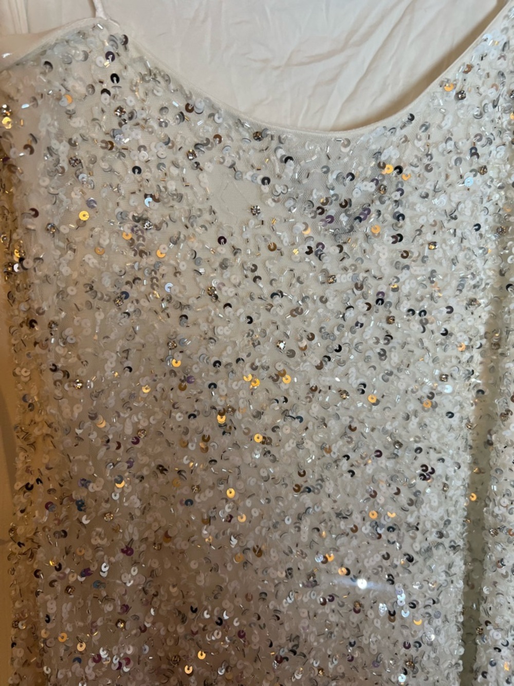 retrofete Dionne Sequin Dress in Silver & White - Picture 6 of 9
